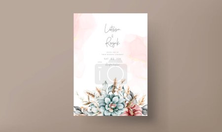 Téléchargez les illustrations : Belle carte d'invitation de mariage floral aquarelle vintage - en licence libre de droit