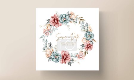 Téléchargez les illustrations : Belle carte d'invitation de mariage floral aquarelle vintage - en licence libre de droit