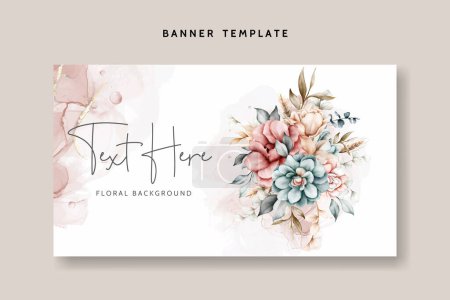 Illustration for Beautiful floral background with vintage watercolor flower and leaves - Royalty Free Image