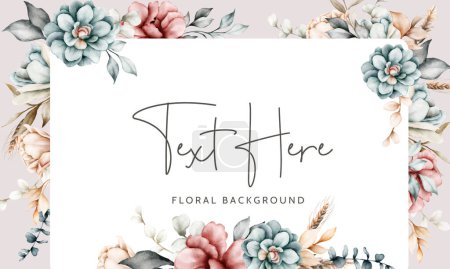 Ilustración de Hermoso fondo floral con flores y hojas de acuarela vintage - Imagen libre de derechos
