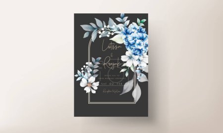 Téléchargez les illustrations : Élégante carte d'invitation de mariage avec belle couronne florale - en licence libre de droit