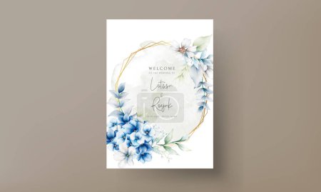 Ilustración de Tarjeta de invitación de boda elegante con hermosa corona floral - Imagen libre de derechos
