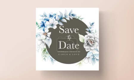 Ilustración de Tarjeta de invitación de boda elegante con hermosa corona floral - Imagen libre de derechos