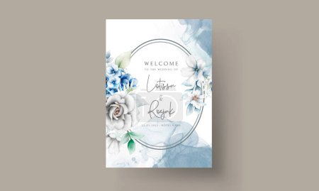 Illustration for Elegant wedding invitation card with beautiful floral wreath - Royalty Free Image