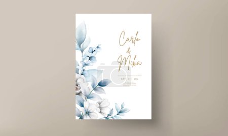 Illustration for Elegant wedding invitation card with beautiful floral wreath - Royalty Free Image