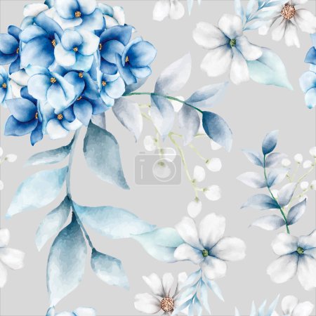 Illustration for Elegant flower seamless pattern with beautiful floral wreath - Royalty Free Image