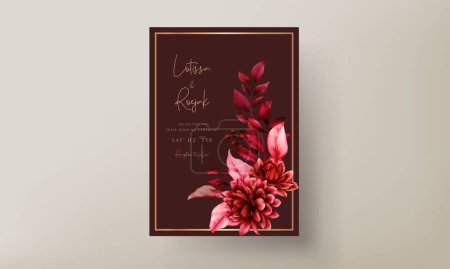 Illustration for Elegant red maroon floral wedding invitation card template - Royalty Free Image