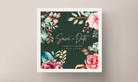 Illustration for Handdrawn watercolor floral wedding invitation card - Royalty Free Image