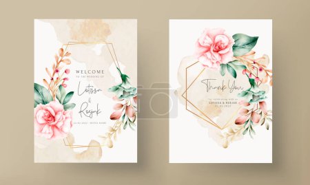 Illustration for Handdrawn watercolor floral wedding invitation card - Royalty Free Image