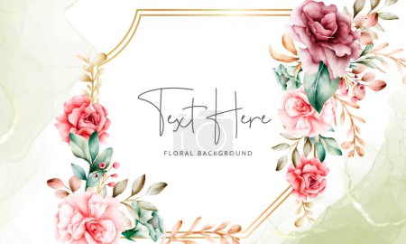 Illustration for Handdrawn watercolor floral background template - Royalty Free Image