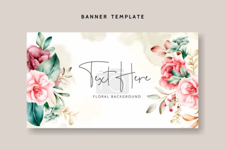 Illustration for Handdrawn watercolor floral background template - Royalty Free Image