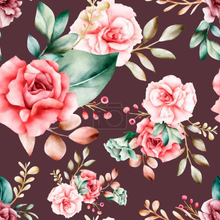 Illustration for Handdrawn watercolor floral seamless pattern - Royalty Free Image