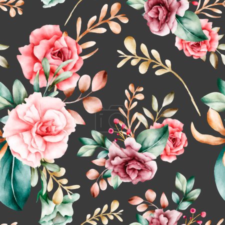 Illustration for Handdrawn watercolor floral seamless pattern - Royalty Free Image