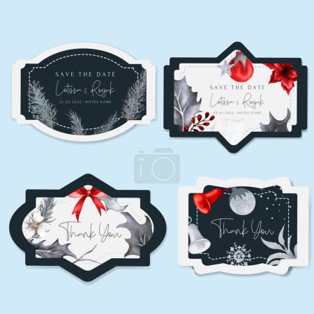 Illustration for Beautiful label template with floral and Christmas ornament - Royalty Free Image
