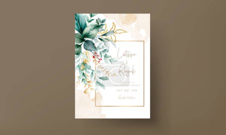 Illustration for Leaves watercolor invitation card template - Royalty Free Image