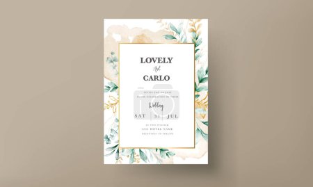 Illustration for Leaves watercolor invitation card template - Royalty Free Image