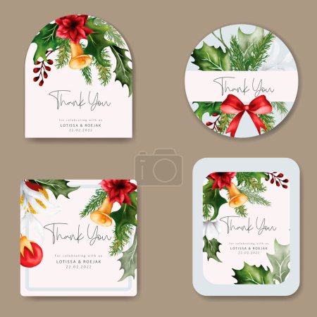 Illustration for Beautiful label template with floral and Christmas ornament - Royalty Free Image