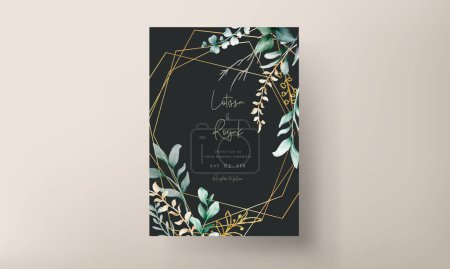 Illustration for Wedding invitation template watercolor hand painted leaf frame - Royalty Free Image