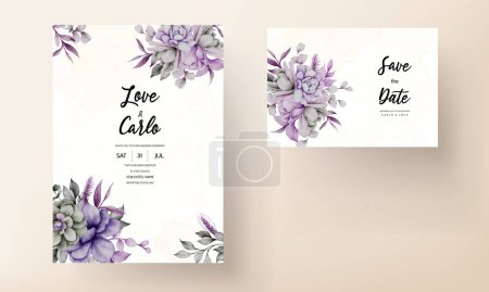 Téléchargez les illustrations : Carte d'invitation de mariage avec belle aquarelle florale - en licence libre de droit