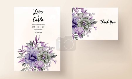 Illustration for Wedding invitation card with beautiful floral watercolor - Royalty Free Image