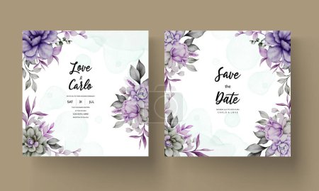 Ilustración de Tarjeta de invitación de boda con hermosa acuarela floral - Imagen libre de derechos