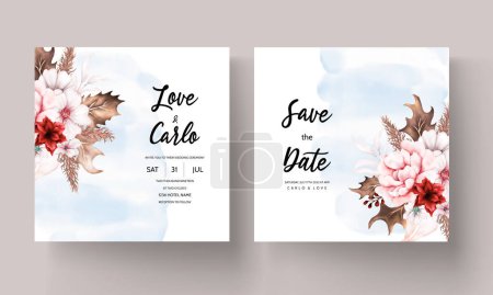 Illustration for Floral wedding invitation with brown foliage - Royalty Free Image