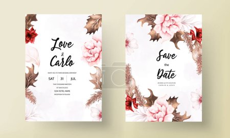Illustration for Elegant floral wedding invitation card set - Royalty Free Image