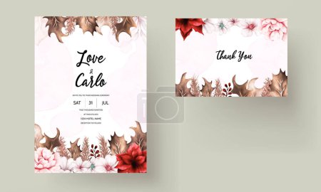 Ilustración de Elegante conjunto de tarjetas de invitación de boda floral - Imagen libre de derechos