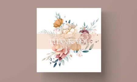 Illustration for Beautiful hand drawn botanical flower invitation card template - Royalty Free Image