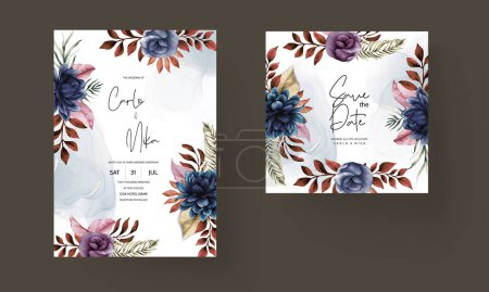 Ilustración de Elegante clásico floral acuarela invitación tarjeta - Imagen libre de derechos