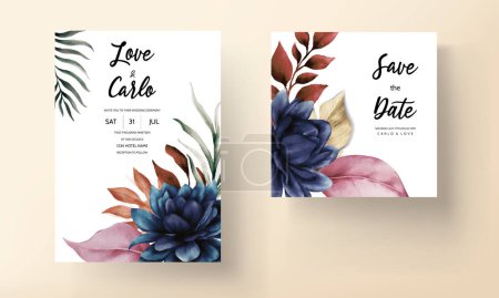 Illustration for Elegant classic floral watercolor invitation card - Royalty Free Image