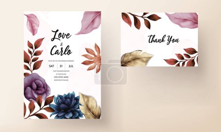 Illustration for Elegant classic floral watercolor invitation card - Royalty Free Image