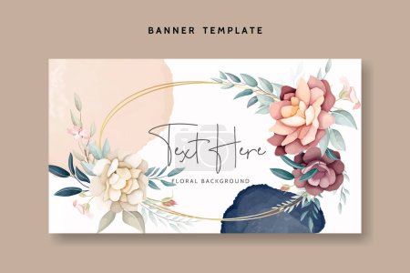 Illustration for Beautiful flower wreath arrangement floral background template - Royalty Free Image
