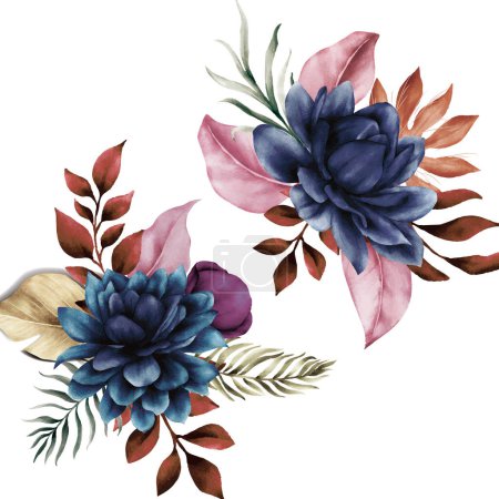 Illustration for Beautiful vintage blue floral bouquet - Royalty Free Image
