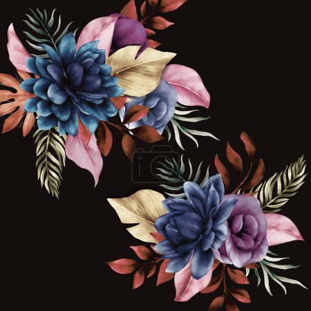 Téléchargez les illustrations : Beau bouquet floral bleu vintage - en licence libre de droit