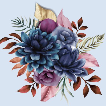 Illustration for Beautiful vintage blue floral bouquet - Royalty Free Image