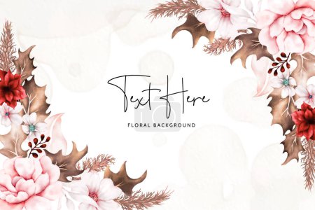 Illustration for Boho floral background with brown and red flower - Royalty Free Image