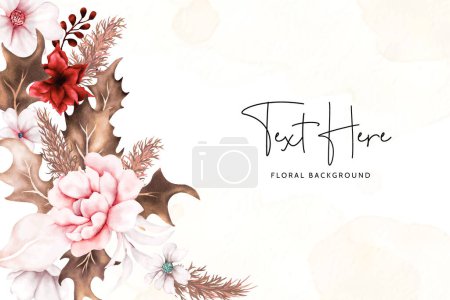 Téléchargez les illustrations : Fond floral boho avec des fleurs brunes et rouges - en licence libre de droit