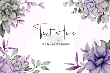 Ilustración de Elegante plantilla de fondo de marco floral púrpura y gris - Imagen libre de derechos