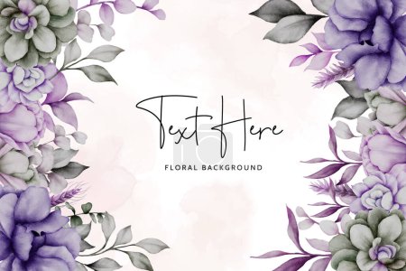 Téléchargez les illustrations : Élégant modèle de cadre floral violet et gris - en licence libre de droit