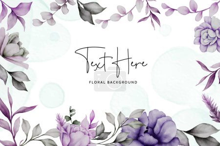 Illustration for Elegant purple and grey floral frame background template - Royalty Free Image