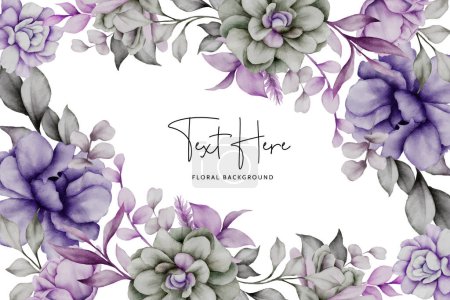 Ilustración de Elegante plantilla de fondo de marco floral púrpura y gris - Imagen libre de derechos