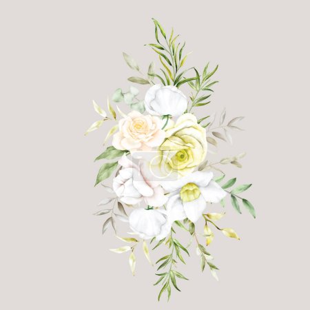 Ilustración de Hermoso ramo de flores secas marco floral - Imagen libre de derechos
