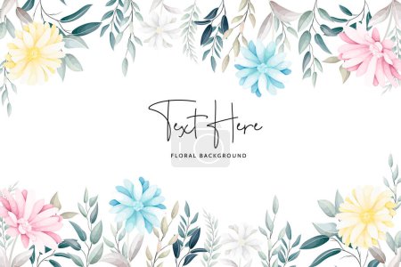 Illustration for Beautiful aster flower and leaves floral background - Royalty Free Image