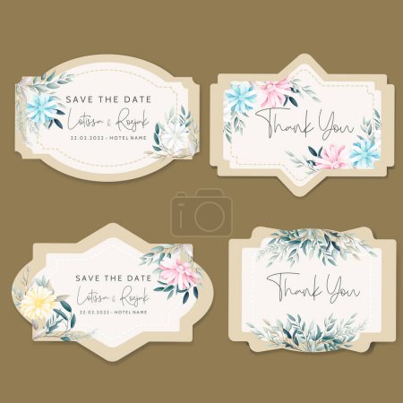 Illustration for Hand drawn flowers wreath label badge collection - Royalty Free Image