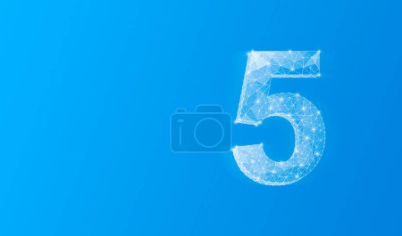 Photo for Numeral 5 from the web on a blue background - Royalty Free Image