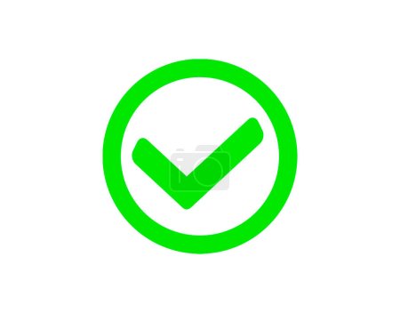 Green tick in a circle on a white background