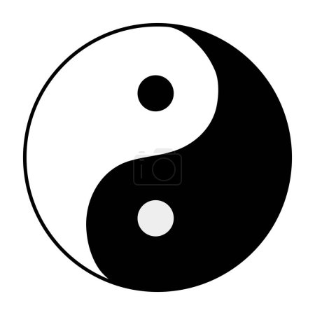 Ilustración de Taoísmo símbolo religioso blanco y negro 2d icono - Imagen libre de derechos