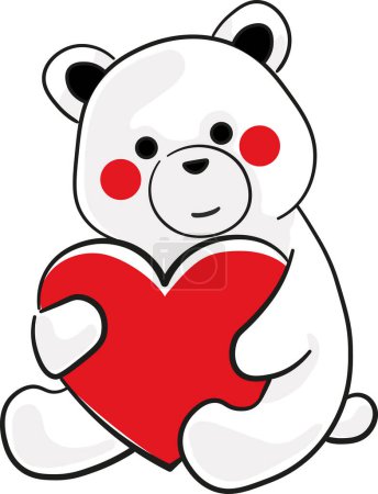 Ilustración de Giant Teddy Bear Holding a Red Heart. Cuddle bear graphic for Valentines day - Imagen libre de derechos