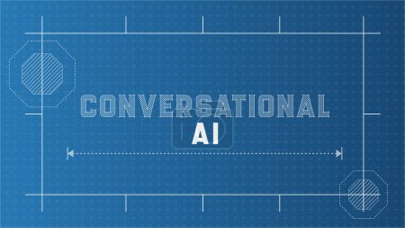 Téléchargez les photos : Conversational AI Banner Background. Schéma directeur Typographie de style pour la technologie IA. - en image libre de droit